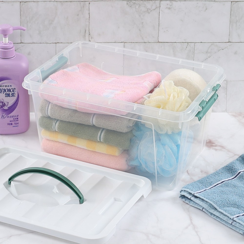 Kekow 14 Quart Latching Storage Box, Stackable Storage Bin with Lid, 8 Pack