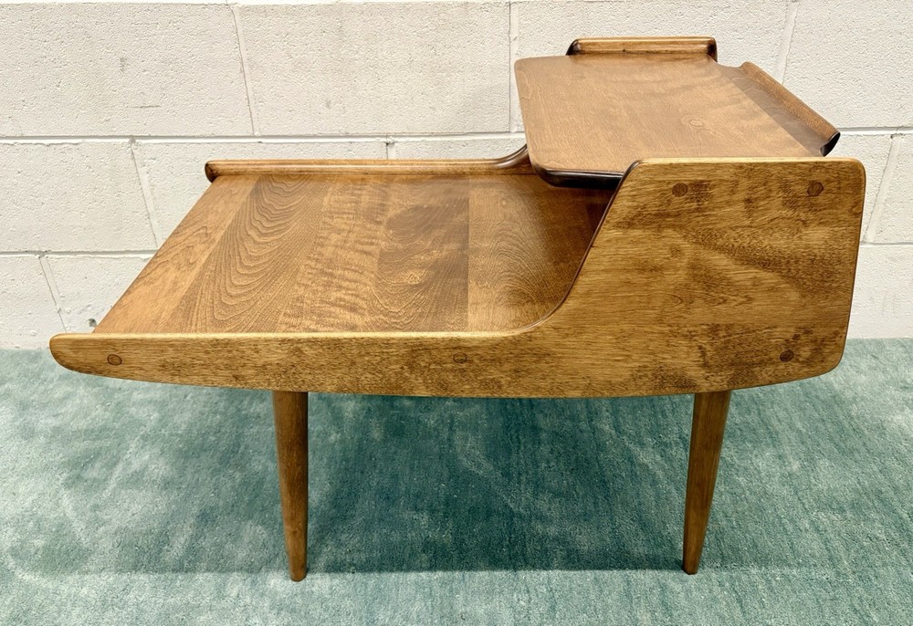 *PAIR* Russel Wright For Conant Ball Step Back Solid Birch MCM End Tables; Mint