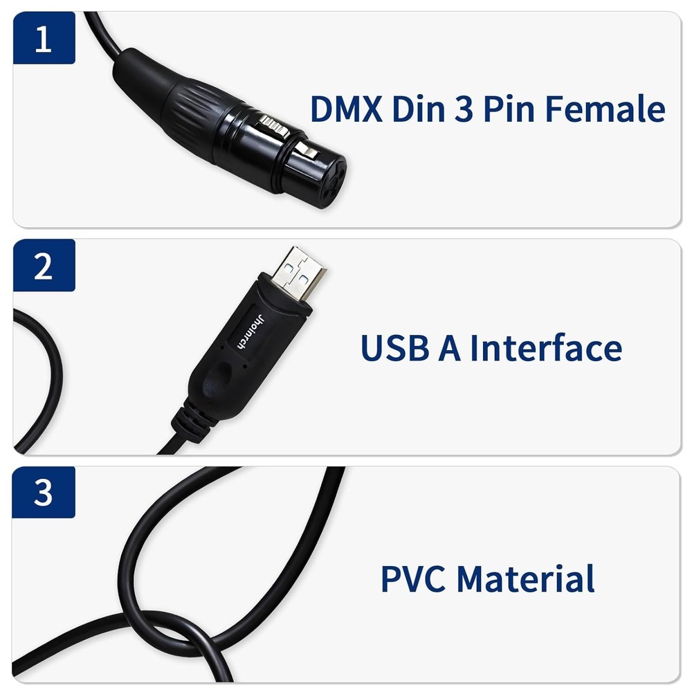 USB to DMX Interface Adapter Cable with FT232RNL Chip Support Freestyler/QLC+/