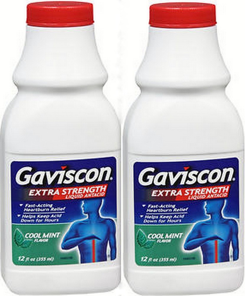 Gaviscon EXTA STRENGTH LIQUID Cool Mint Flavor 12oz ( 2 pack ) ^