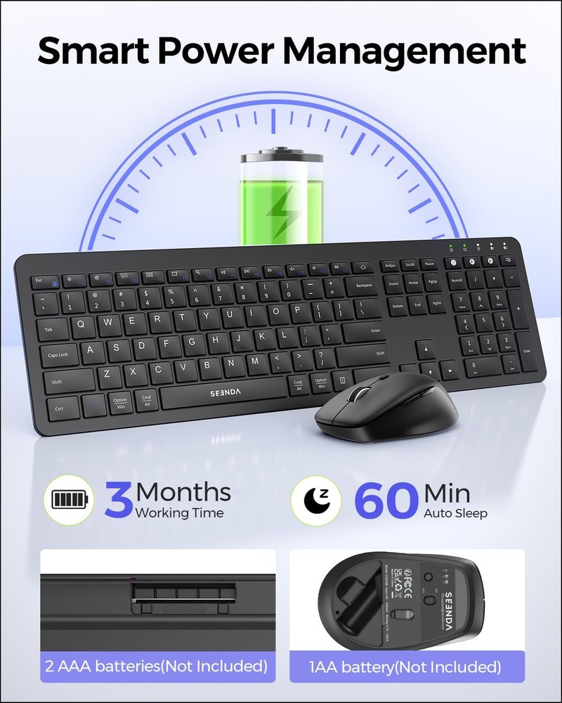 Bluetooth Keyboard and Combo, COE300 Wireless Keyboard , 3 Multi-Device Conne...