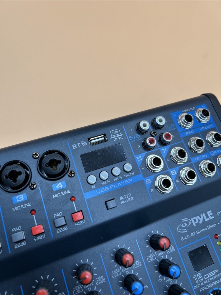 Pyle PMXU83BT 8-Channel Bluetooth Studio Mixer , Used/Untested.