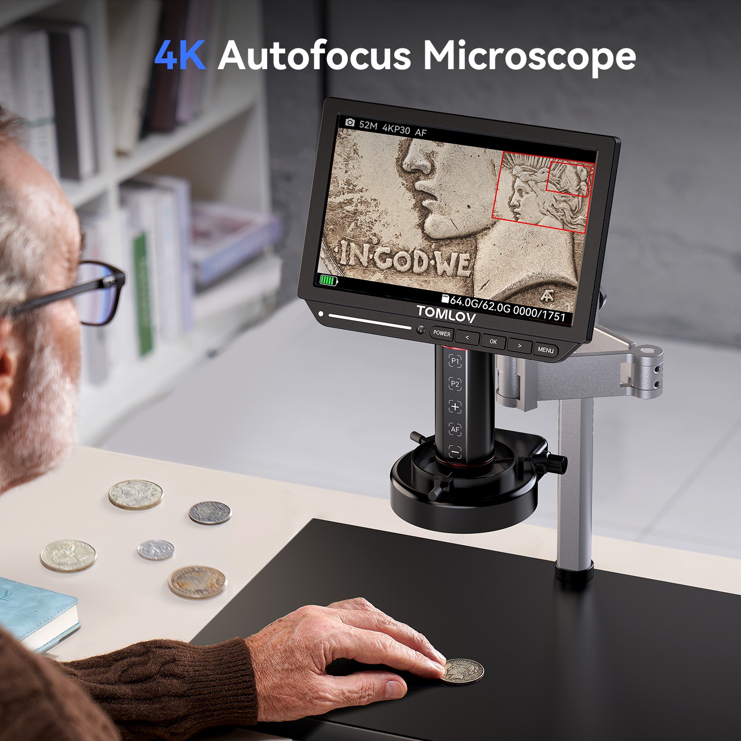 TOMLOV 4K Autofocus Digital Microscope TM4K-AF Max 10.1" HDMI with Spin Flex Arm