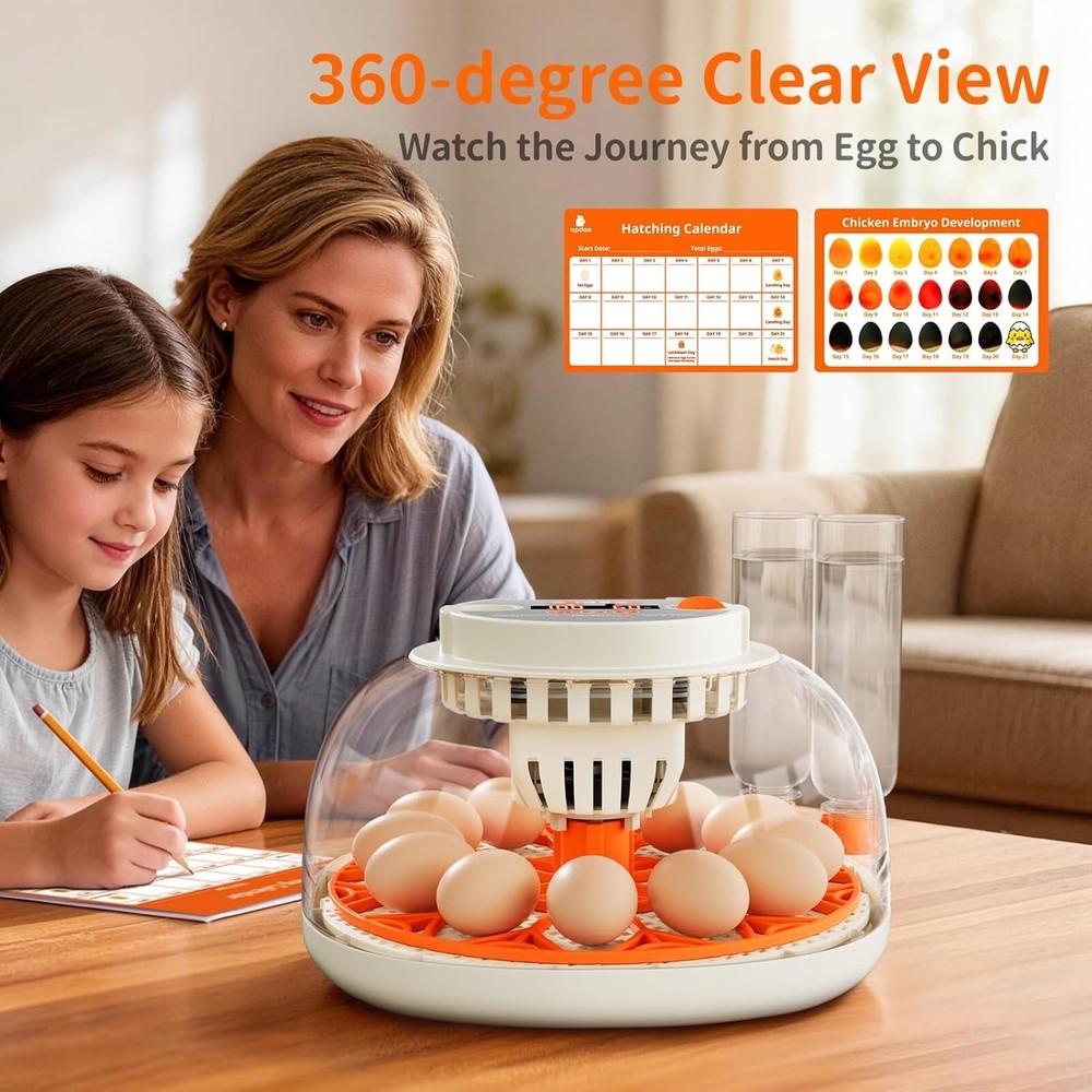Egg Incubator with Temperature and Humidity Control, Automatic Egg Turning, E...