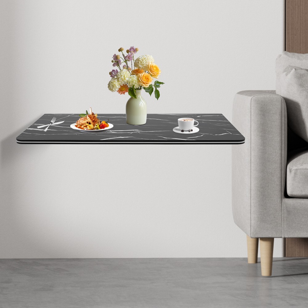 Wall Mounted Folding Table Black Floating Desk Drop Leaf Dining Table 80*40cm