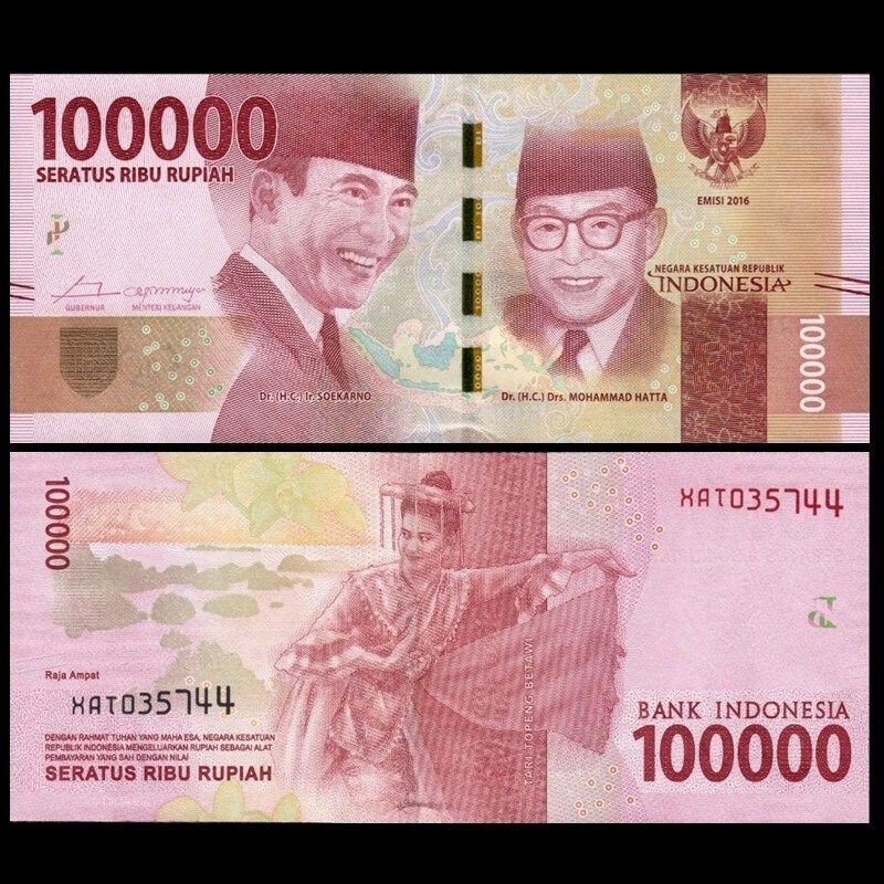 ONE MILLION INDONESIA RUPIAH - 10 x 100,000 IDR Banknotes - AUTHENTIC