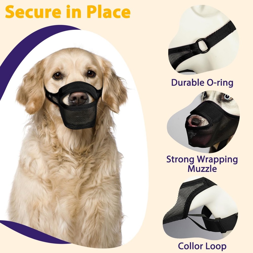Dog Muzzle, Mesh Muzzle for Large Medium Small Dogs Allows Full Pant Drinking...