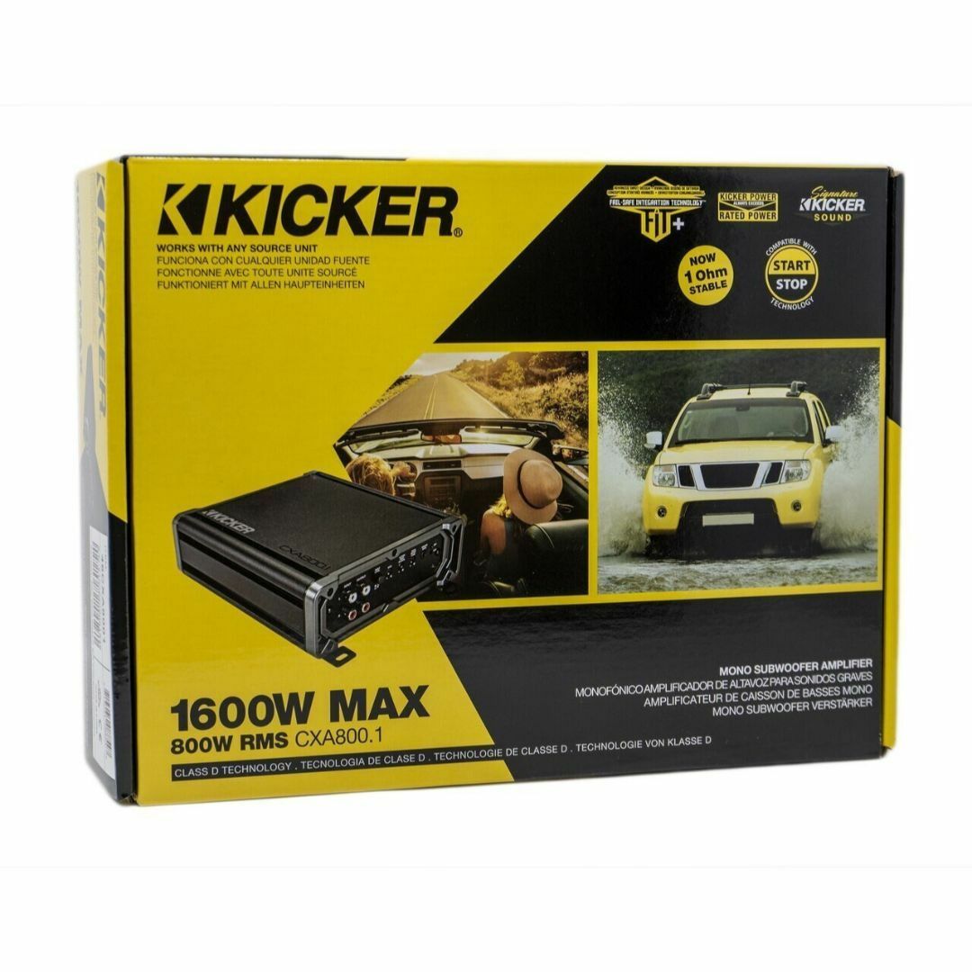 Kicker CXA800.1 Class-D Mono Amplifier + T4AW-R 4 Gauge Amp Kit
