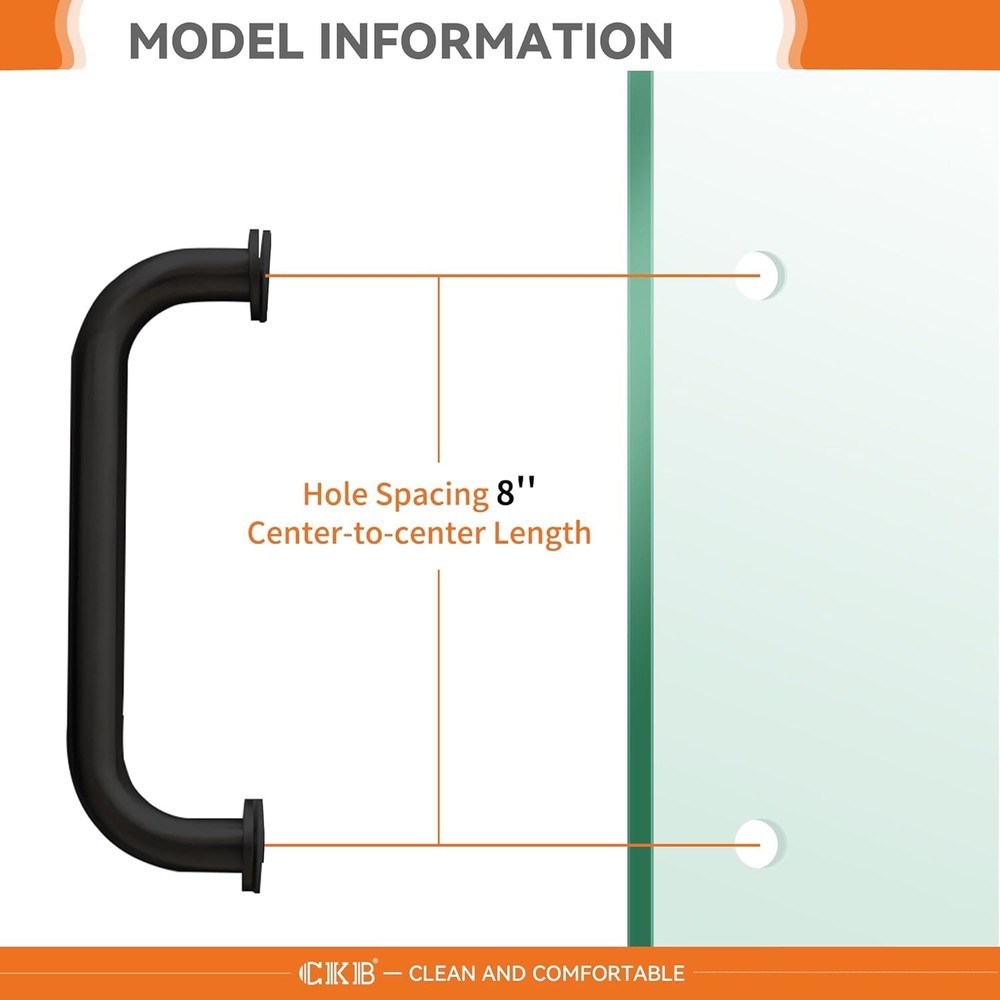 8" Pull Handle Back to Back Frameless Shower Glass Door