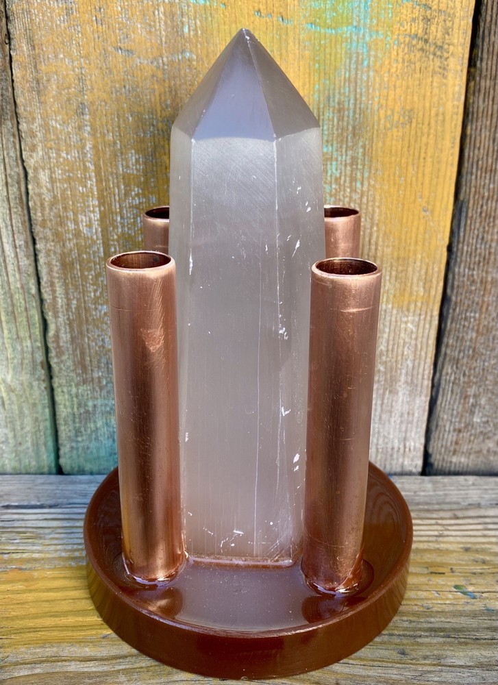 Orgone Cloudbuster with large Selenite Tower & Copper Pipe