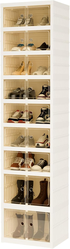 Foldable Shoe Organizer Storage Box, Portable Extra Large Folding Shoe Rack for