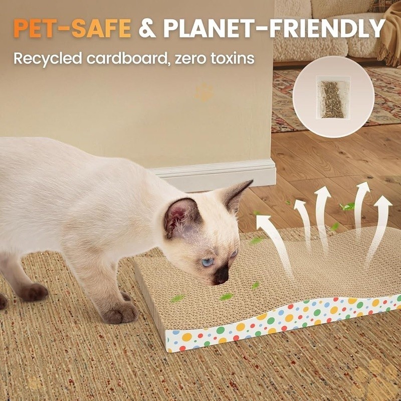 Eco-Friendly Double-Sided Cat Scratching Board Space-Saving Durable Cardboard US