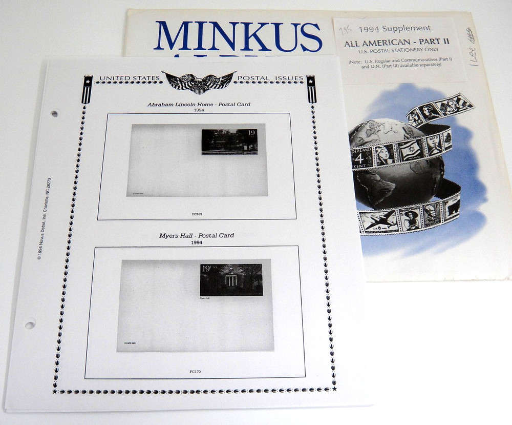 Minkus 1994 All American Part II US Postal Stationery Album Supplement  NOS