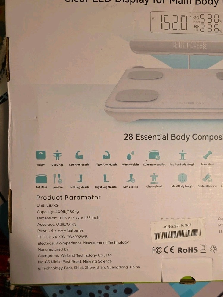 Run Star, Smart Body Composition Moniter, 8 Electrodes, Open Box, Working
