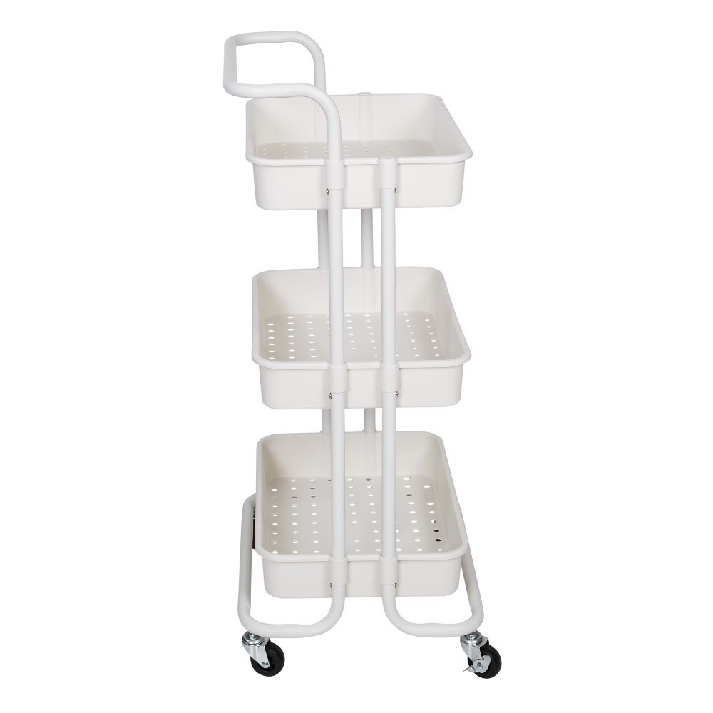 3-Tier Rolling Craft Cart with Handle, White