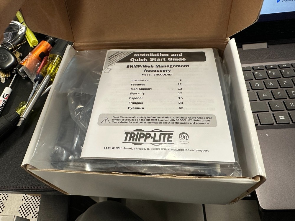Tripp Lite SRCOOLNET AC8897 SNMP Remote Cooling Management Webcard