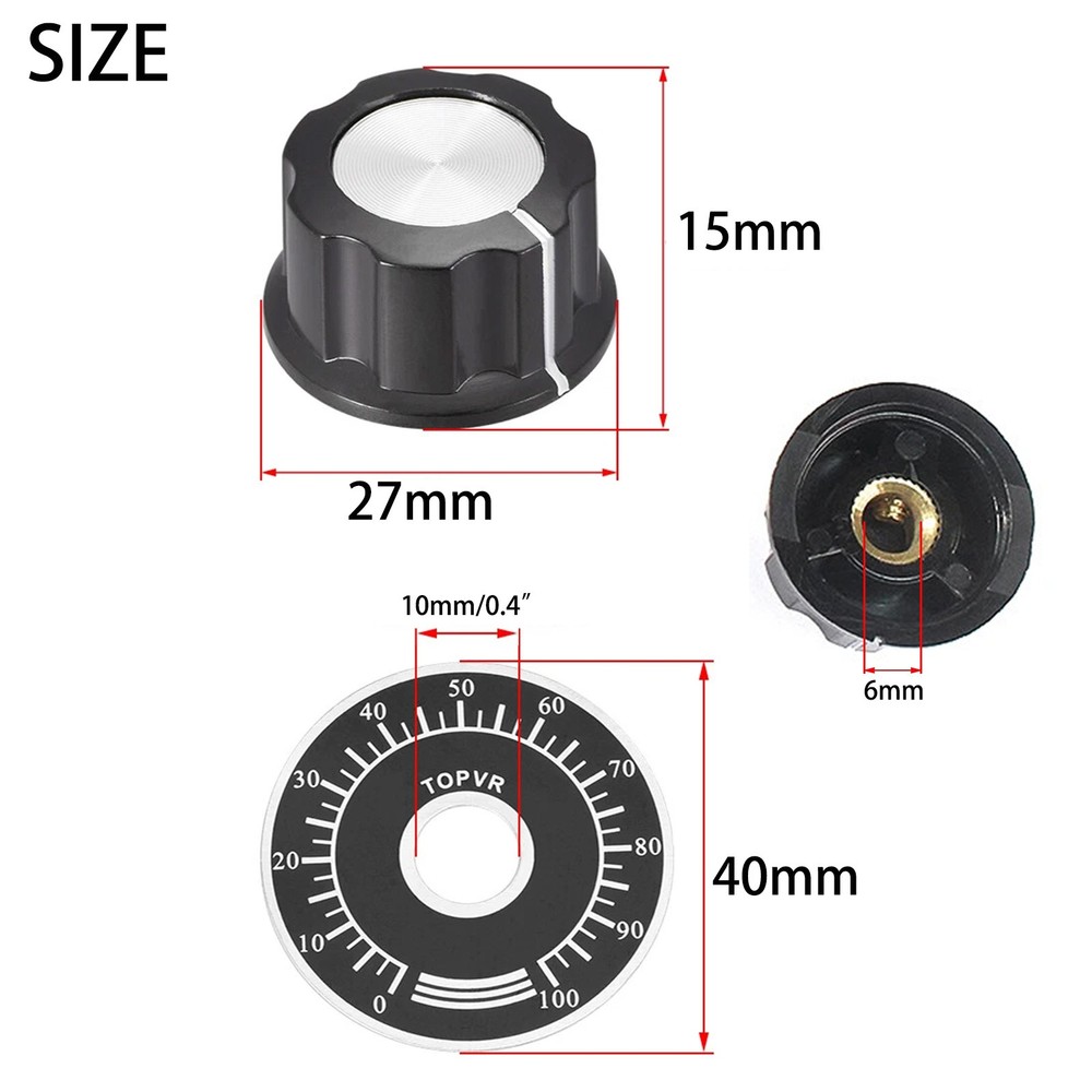 Insert Dia Shaft Cap Potentiometer Control Knobs w/Dial Face Plate Rotary Caps