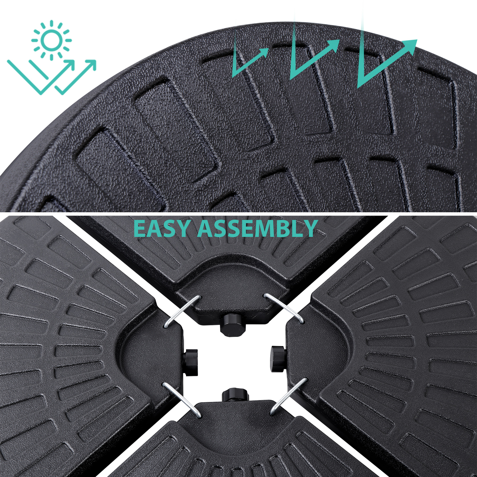 4-Piece Patio Umbrella Base Heavy Duty Cantilever Offset Umbrella Stand w/ Hooks