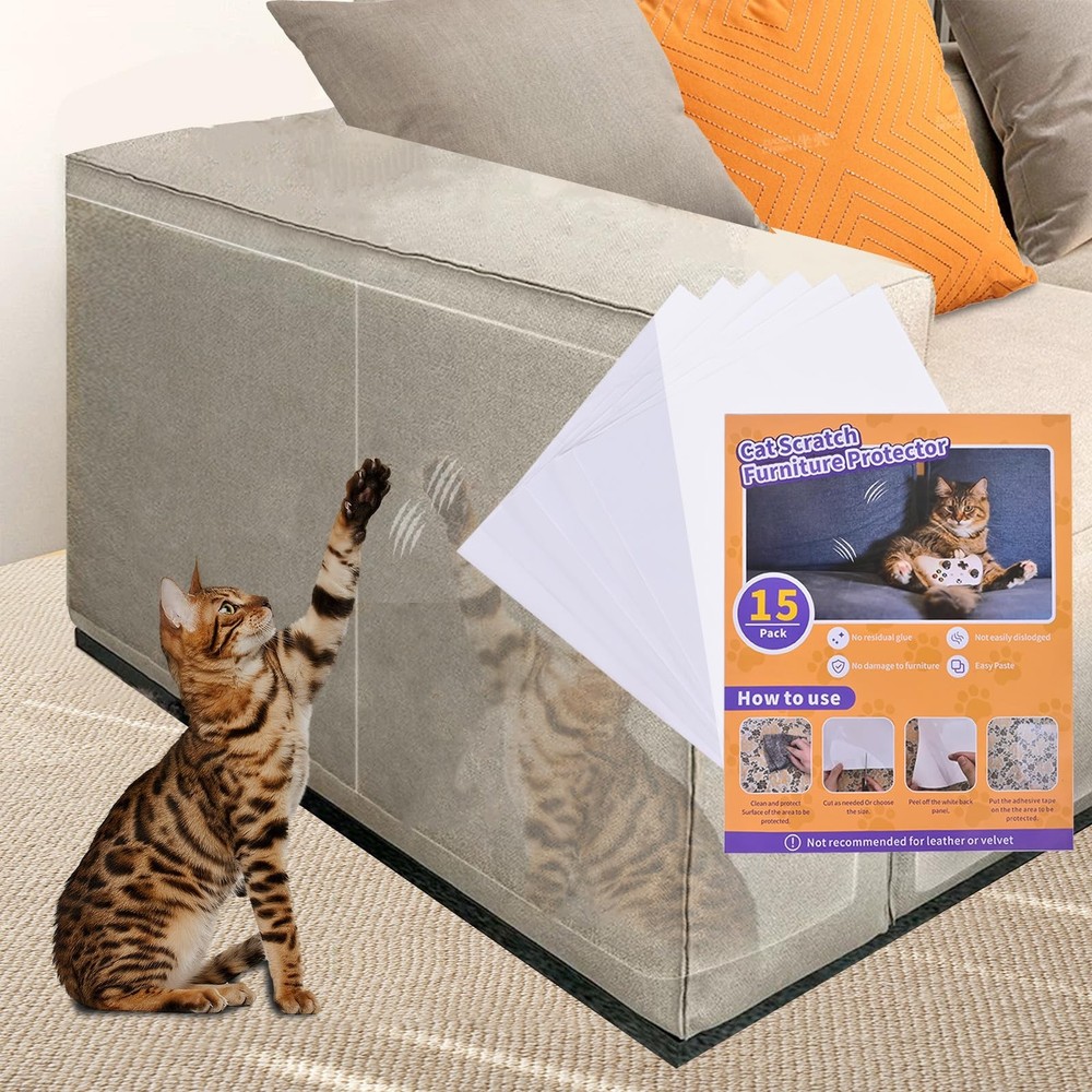 15pack Cat Scratch Furniture Protector,Couch Protector from transparent
