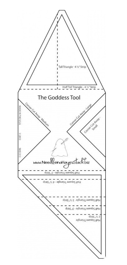 "Goddess Tool" Needle in a Hayes Stack Quilting Ruler~Half Square Triangel