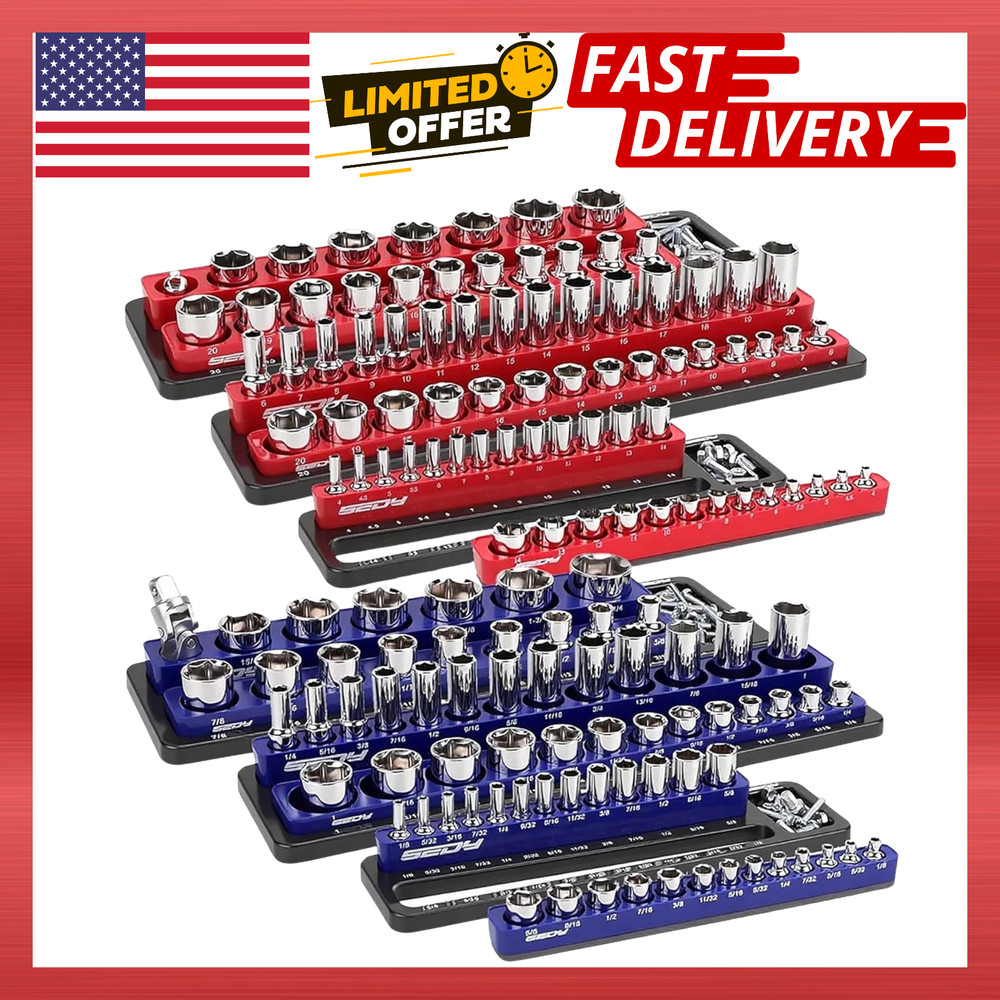 6-Piece Magnetic Socket Organizer Set for Easy Tool Box Storage