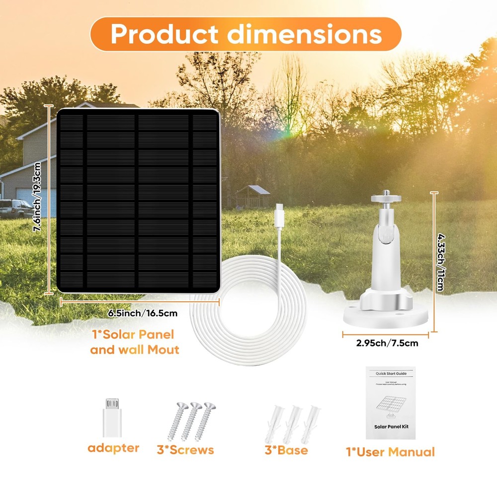 Solar Panel Security Camera Compatitable with Ring Solar Spotlight Cam/Pro/Pl...