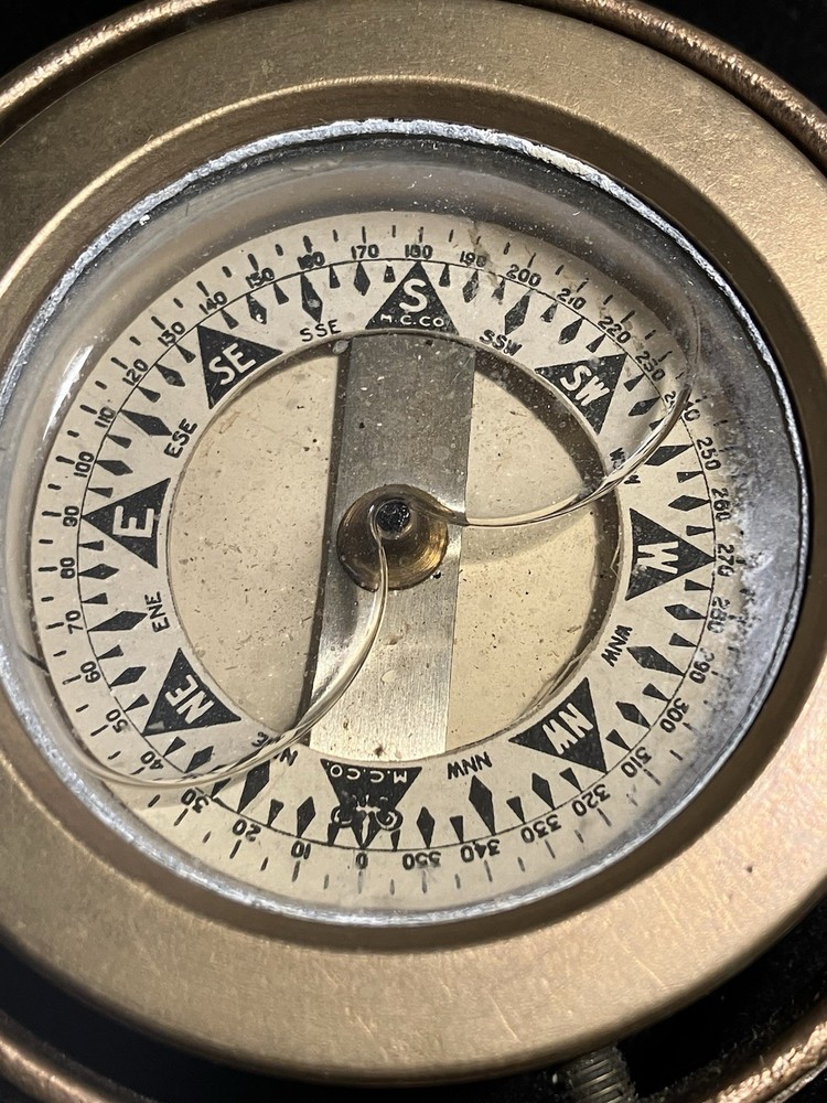 Antique MC Co. Brass Ship Compass