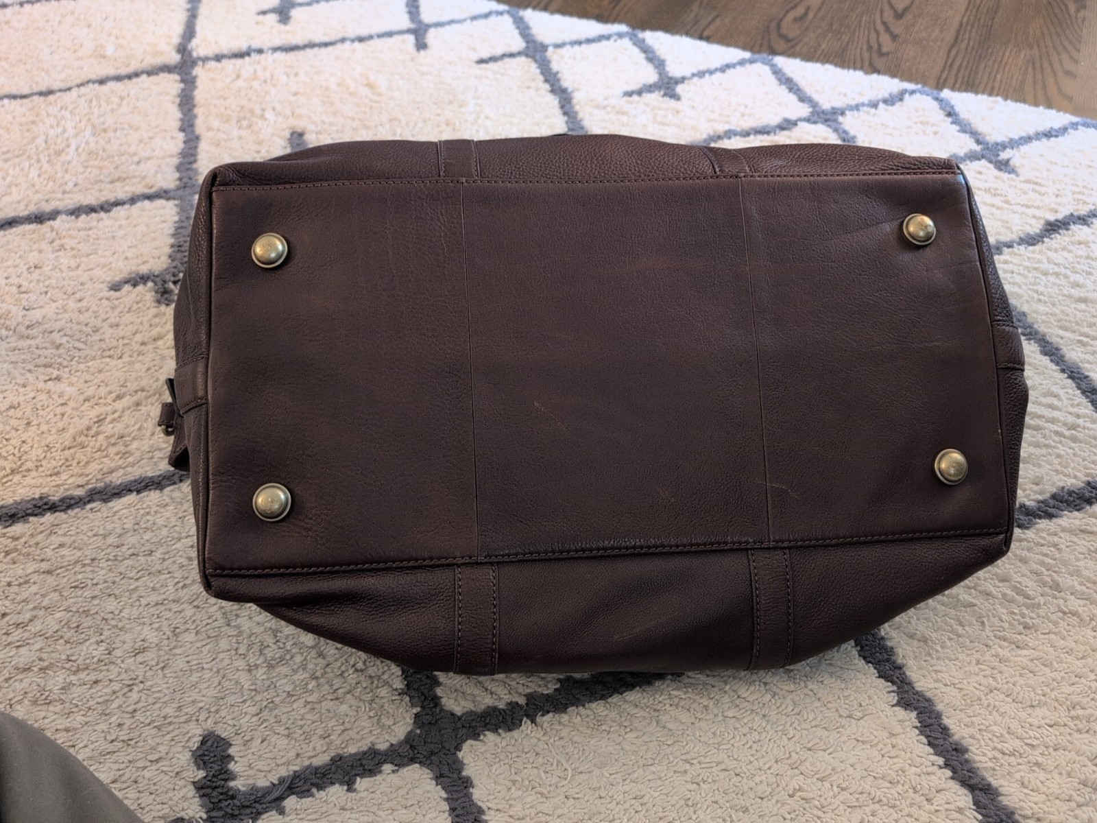 Fossil Mens Duffle Bag Brown Leather Travel Shoulder Business