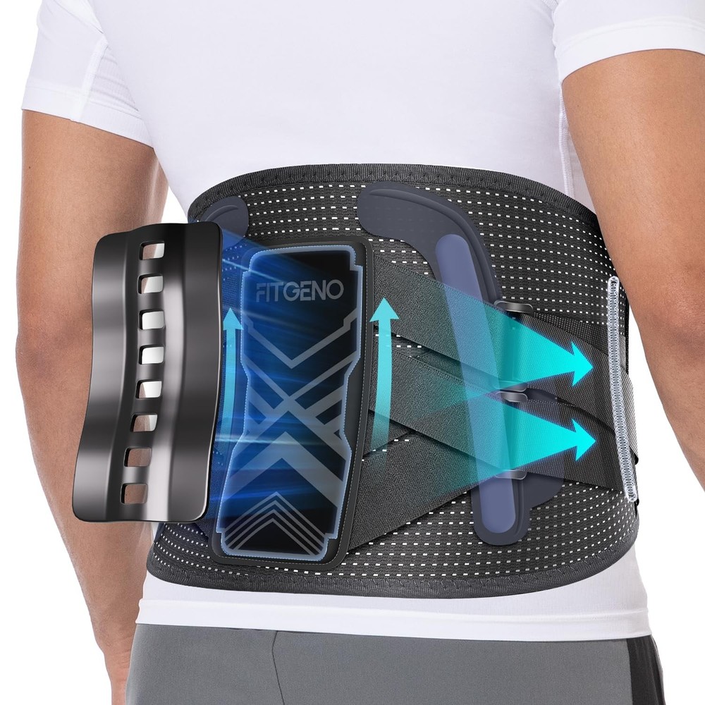 Fit Geno Back Brace for Lower Back Pain Relief: Adjustable Support with Ergon...