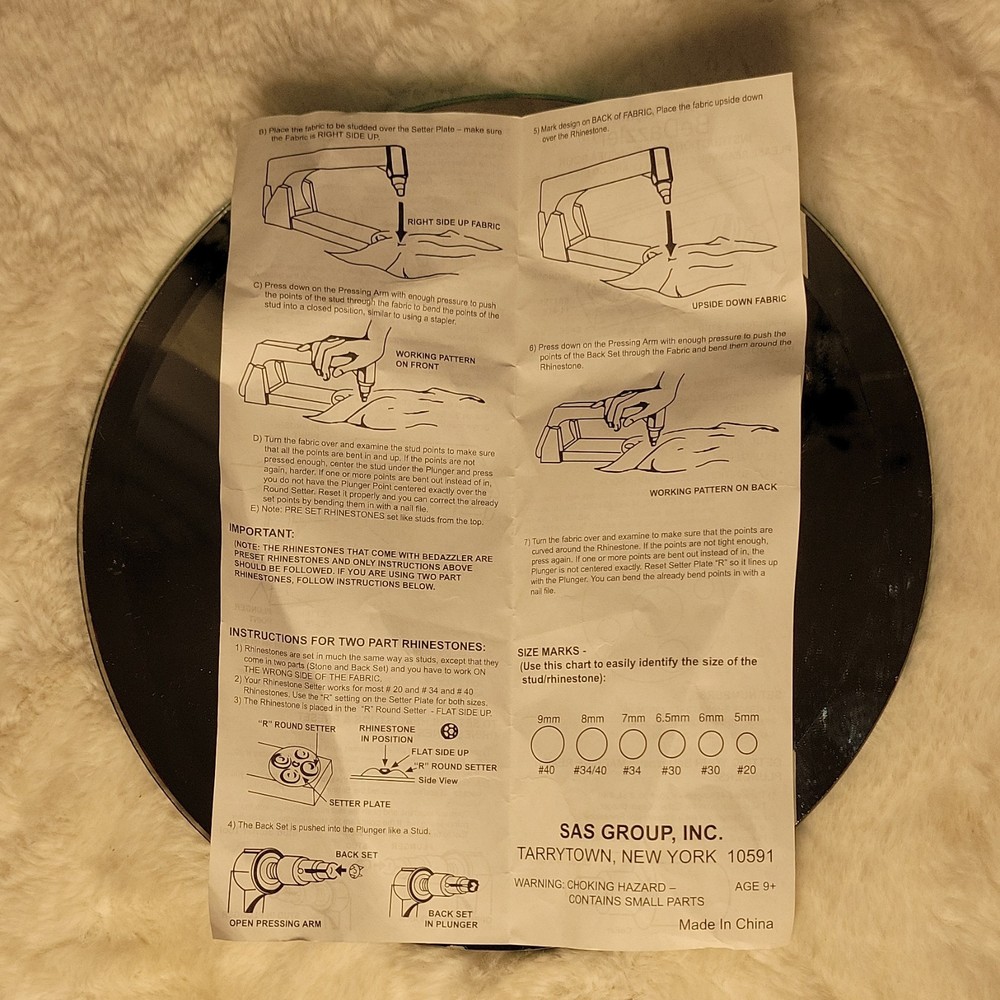 BeDazzler Rhinestone & Stud Setting Tool BDZ-06 with Attachments & Studs