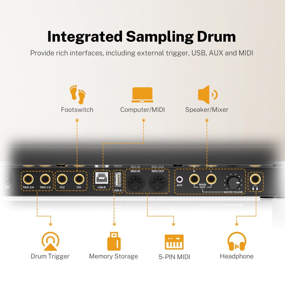 PD705 Percussion Pad 9-Trigger Sample Multipad Tabletop Electric Drum USB MIDI
