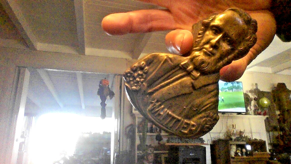 rare ANTIQUE JOHN GREENLEAF WHITTIER BRASS NOTE CLIP