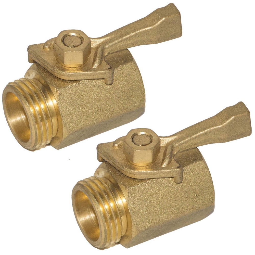 2 Pack Solid Brass Garden Hose Shut Off Valve with 2 Extra Washers, 3/4 Inch,...