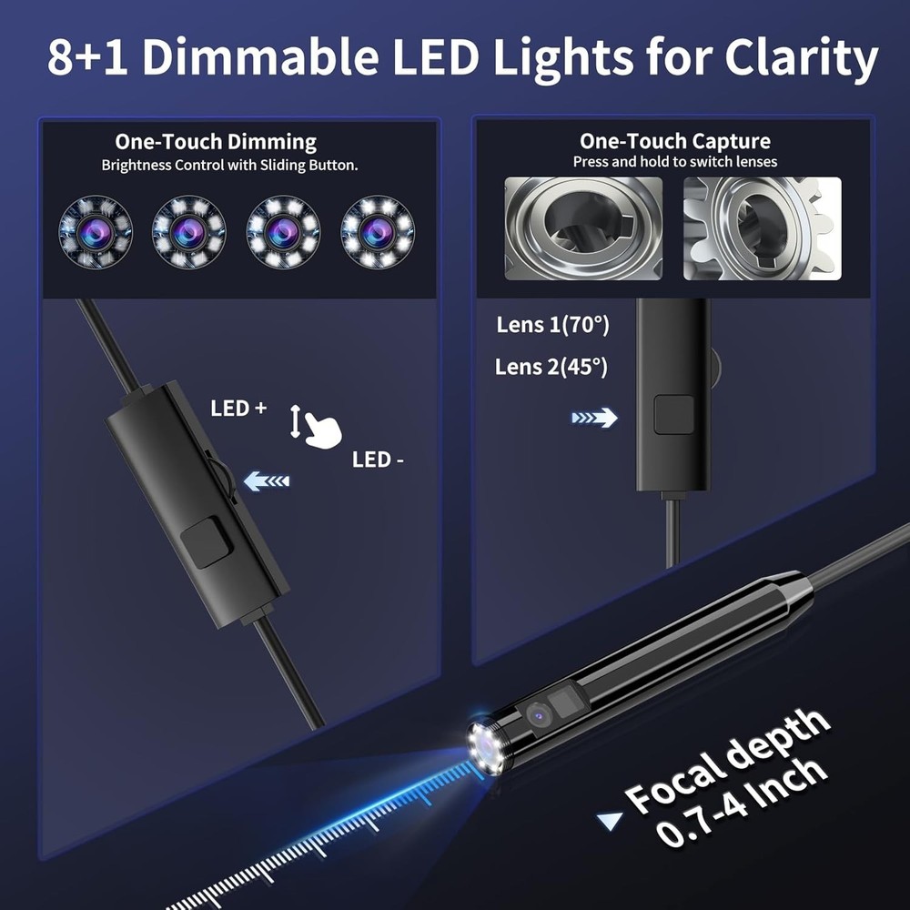 Waterproof Endoscope Camera with Light – 16.4ft for iPhone & Android Users