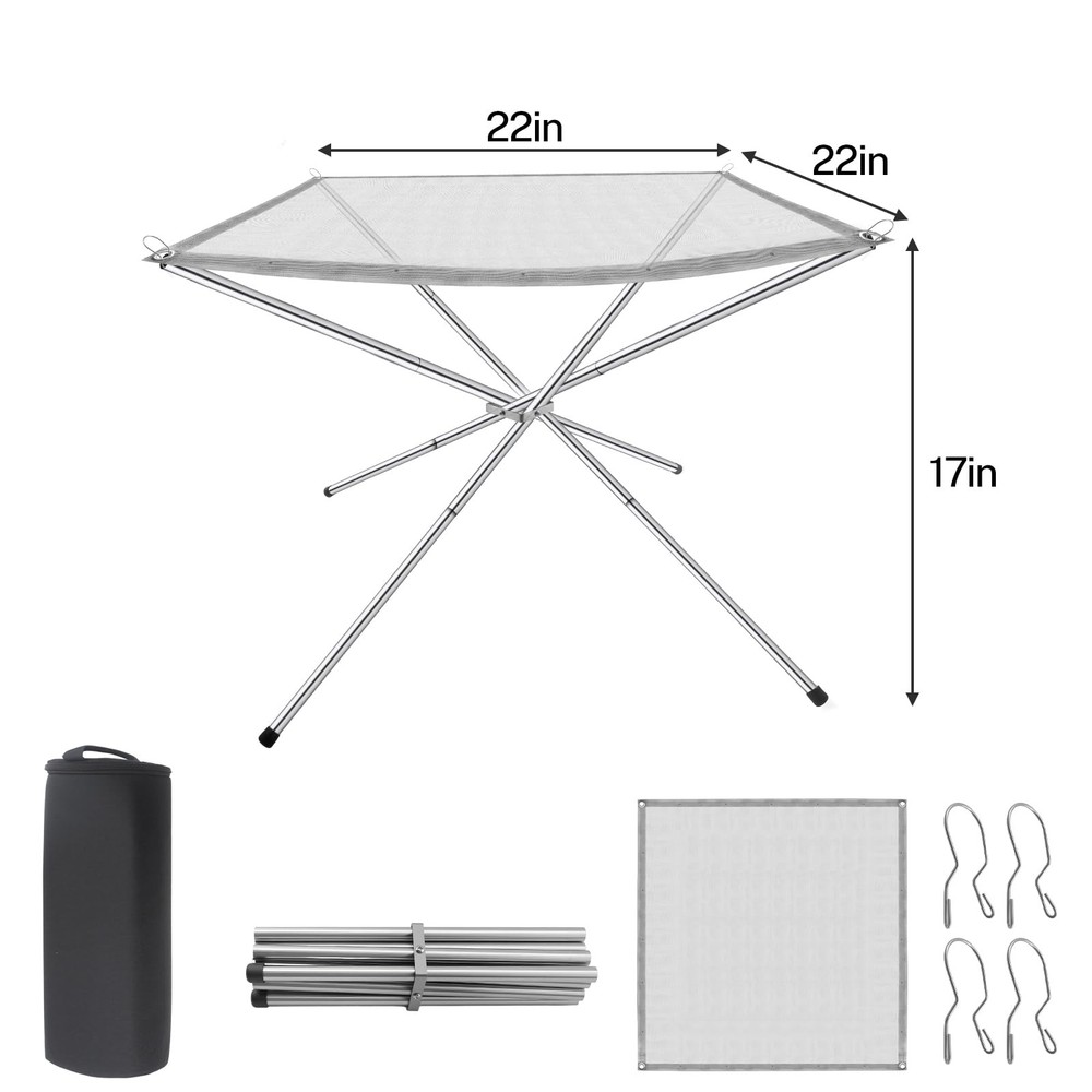 22 Inch Portable Fire Pit for Camping, Wire Mesh Fire Pit, Foldable Stainless...