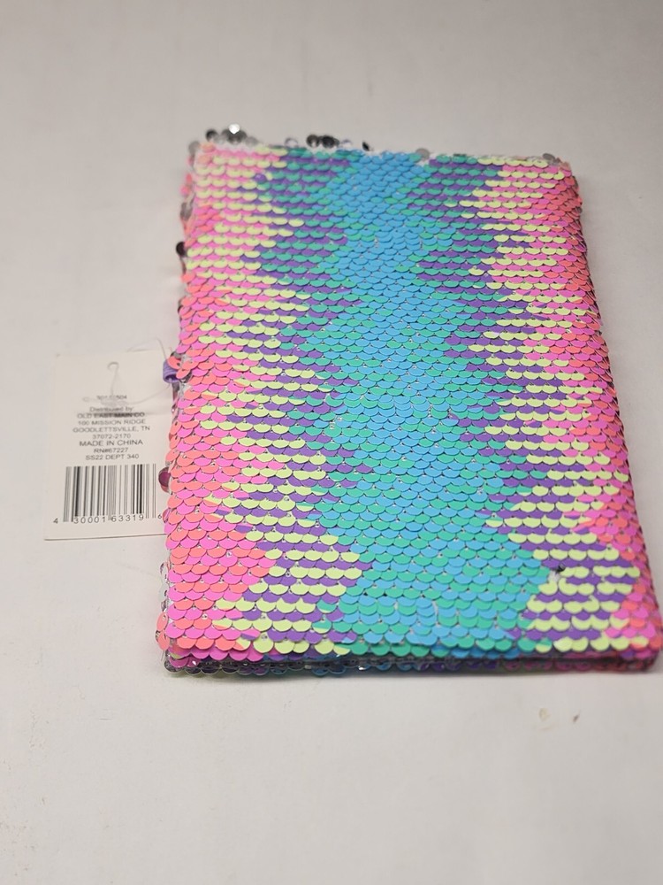Rainbow Sequin Lined Journal with Pen Holder New