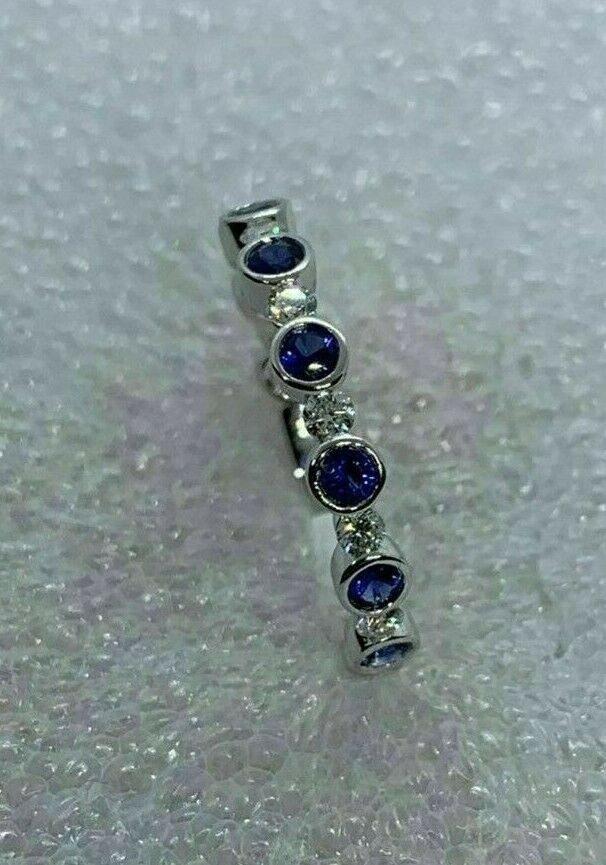 1.60 Ct Natural Sapphire Diamond Engagement Proposal Ring 14K Solid White Gold