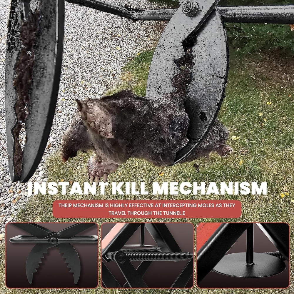 Mole Traps That Kill Best, 2 Pack Scissor Trap, Sleek Black 2