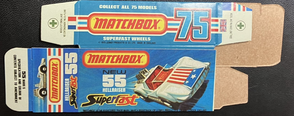 Matchbox Superfast #55 HellRaiser '74-'76 Type J Repro Box