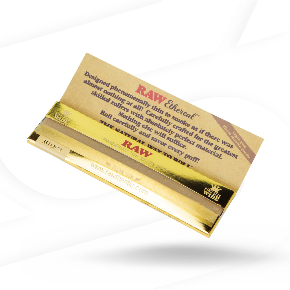 RAW Ethereal King Size Wide Rolling Papers Designed Phenomenally Thin | Full Box
