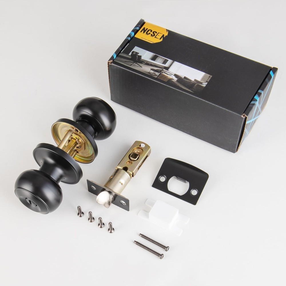 8 Pack Black Door Knobs Interior Keyless, Door Knobs for Bathroom & Bedroom, ...