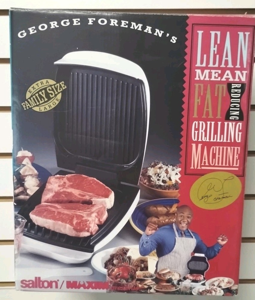 1995 George Foreman Lean Mean Grilling Machine White New