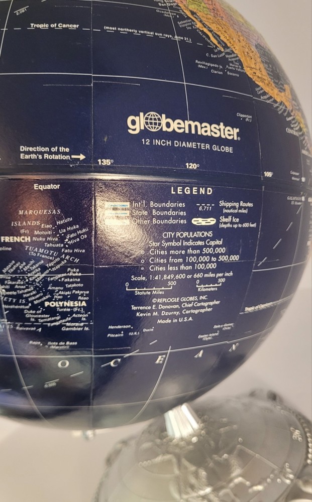 Globemaster 12" Replogle Tabletop Globe Multicolor Metallic Base Rotating