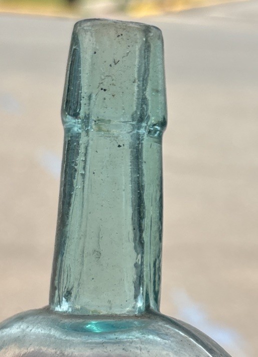 9” Nice Antique Aqua Blue Flask Bottle