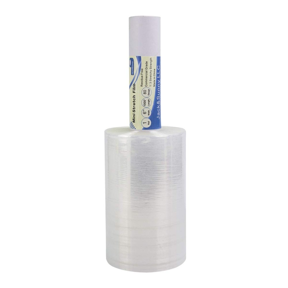 Clear Stretch Wrap 6"×1000' Plastic Roll for Moving 6'' clear,