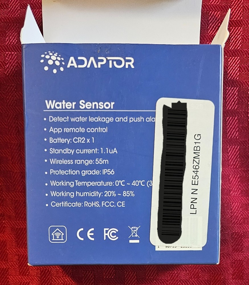 Water Leak Sensor / Detector, Wireless, Apple Home Compatible