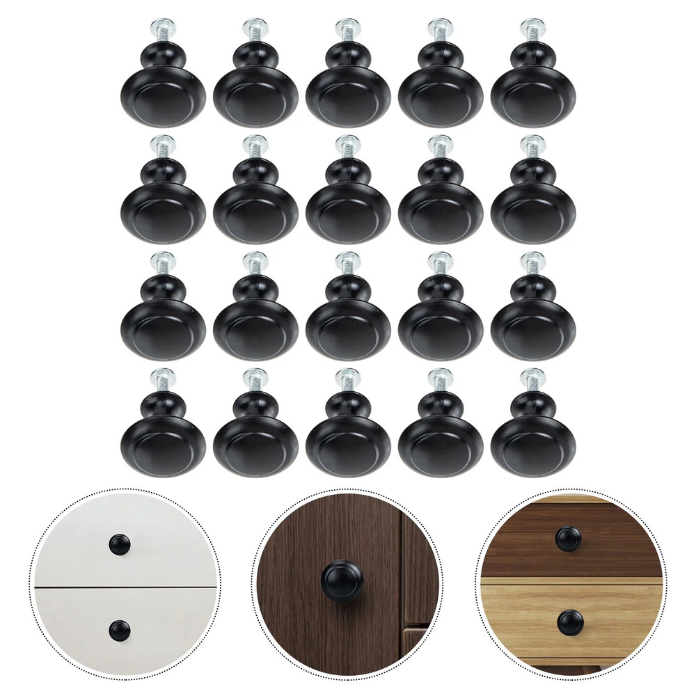 New 20 Pack Matte Black Kitchen Cabinet Knobs Round Drawer Pulls Stainless Steel