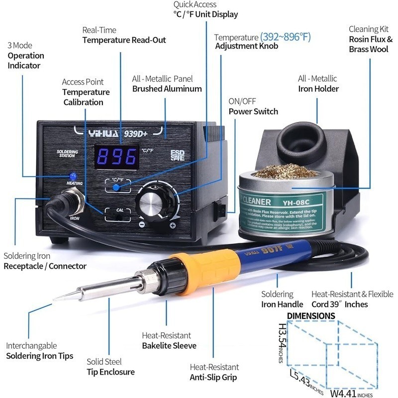 Powerful Soldering Station Digital Display Smart Temperature Control Iron Tool