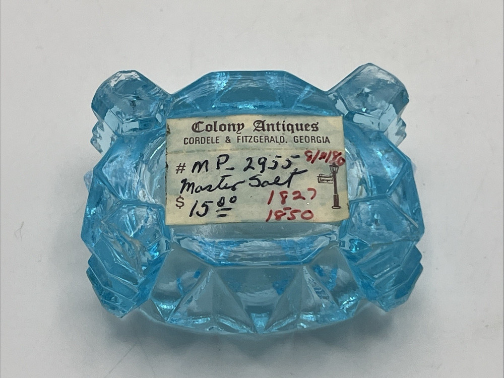 Sapphire Blue EAPG Open Master Salt Cellar 3" Antique