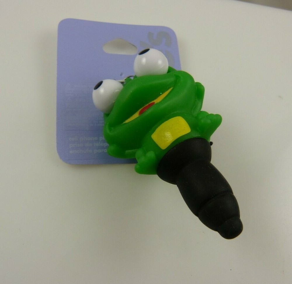 stylus compatible wi Ipad iphone smart green frog bug eye dust plug charm